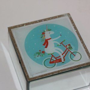 Vintage Unicorn Mirrored Jewel Jewelry Trinket Box